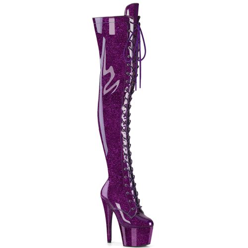 Paarse glitter overkneelaarzen van Pleaser | Paarse Pleaser overknee laarzen met glitters