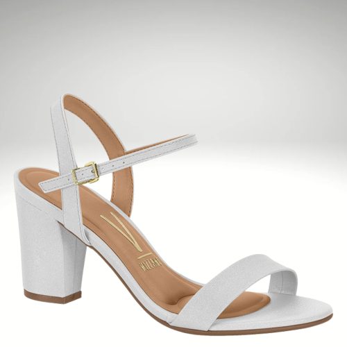 Witte glitter sandaal met blokhak | Witte Vizzano sandalen met glitters en lage blokhak