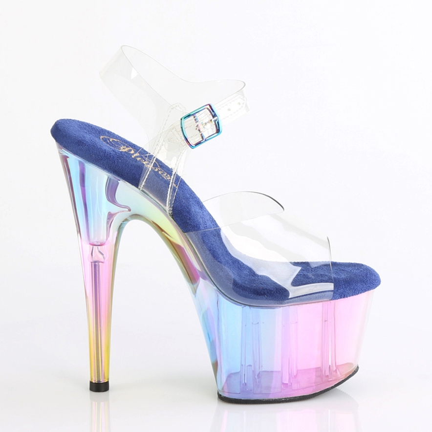 Clear Pleaser heels met regenboog effect | Transparante Pleaser hakken