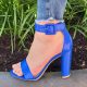 Kobalt blauwe sandalen met blokhak | Kobaltblauwe blokhakken