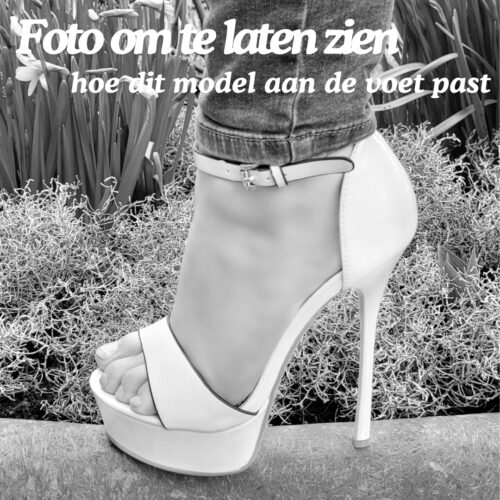 Witte superhoge high heels met smal enkelbandje | Witte killerheels met plateau en bandje