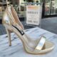 Gouden sandalen met 11 cm hak en smalle bandjes | Gouden high heels met smalle bandjes