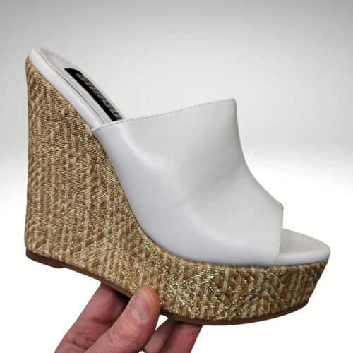 Witte hoge slippers met sleehak | Witte muiltjes met sleehak