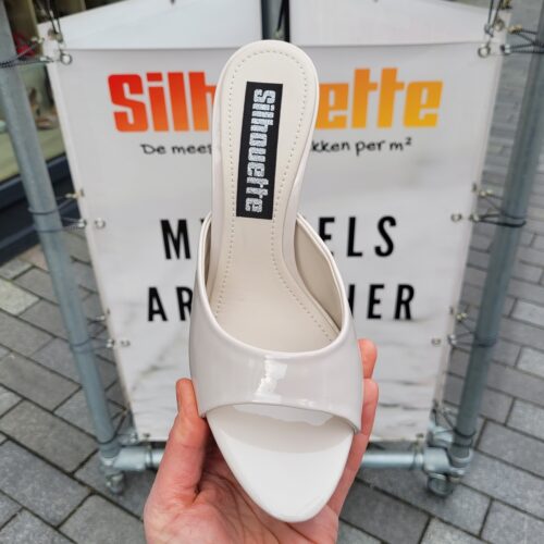 Off white muiltjes met hoge hak | Off white slippers met hakken