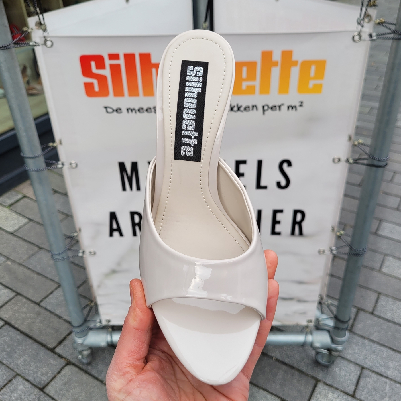 Off white muiltjes met hoge hak | Off white slippers met hakken