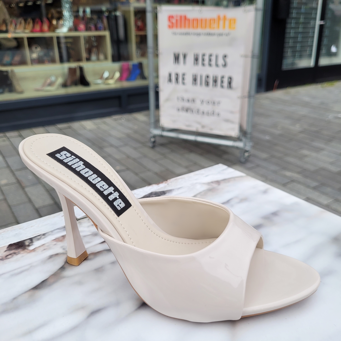 Off white muiltjes met hoge hak | Off white slippers met hakken